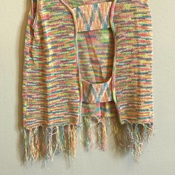 O’Neill M tank top yellow blue fringe cut out bohemian summer vacation casual - Picture 7 of 7